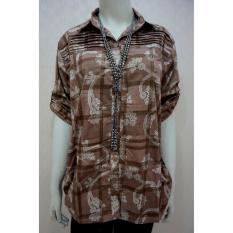 DNS XXL0116 KEMEJA MOTIF WANITA BUNGA KOTAK COKLAT