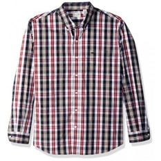 Dockers Mens Comfort Stretch Lembut Tidak Kerut Lengan Panjang Tombol Depan Shirt, Dark Bersepeda Merah, Nautica-Intl