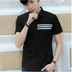 Domi Top Man Hitam Kemeja Casual Pakaian Pria Casual