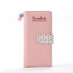 Korean Fashion Style Dompet Wanita Import Purse Bag Import Leather Wallet Purse Korea Tali Pengaman - Pink