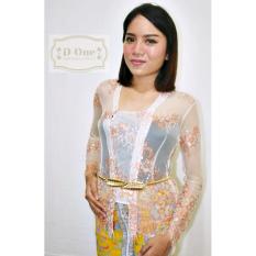 D.ONE.SHOP Kebaya Kutubaru Brokat Soltis Two Tone - Putih Orange