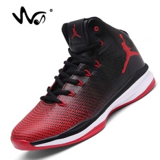 DOREMI Pasangan dari NIKE BERNAPAS Shock Boots Pria Tinggi Membantu Non-slip Her Wear Tahan Siswa Sports Casual Shoes (merah)