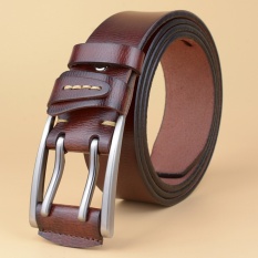 Double Penahan Jarum Men Leather Belt Fashion dan Kepribadian Di Eropa dan Tren Kulit Murni jeans Belt Pria-Intl