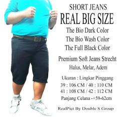 Double S Celana Denim Jeans Pendek Pria Big Size [Hitam]