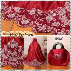 DoubleC Fashion Mukena Aplikasi Bordir Red