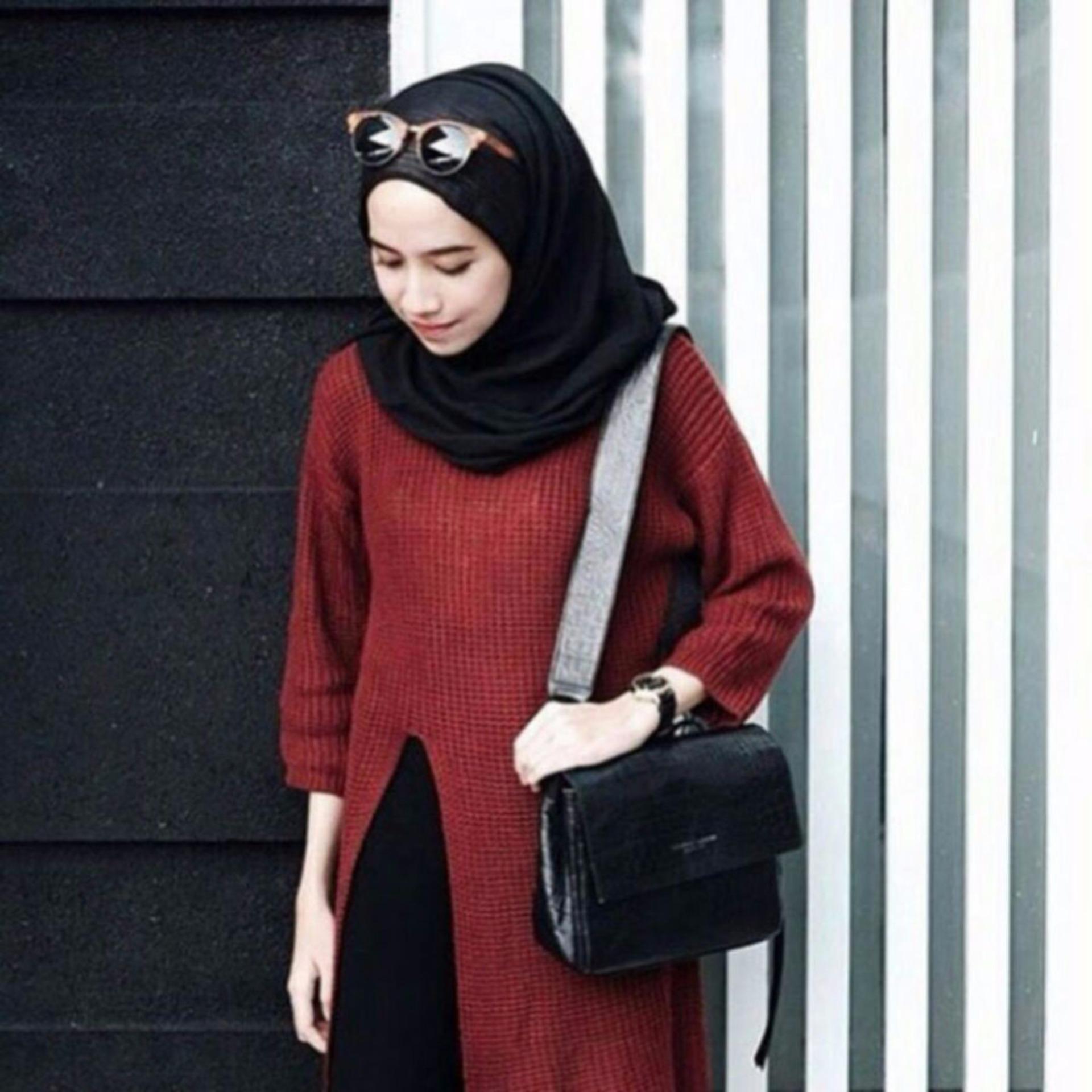 DoubleC Fashion Sweater slit Maroon