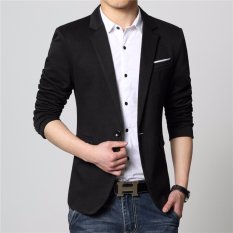 DOZN Jas Blazer Pria Korea Black - List Putih