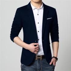 DOZN Jas Blazer Pria Korea Navy - List Putih