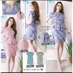 DRESS 089 HMMH#- DRESS BATIK PEPLUM JUMBO- SETELAN BATIK KANTOR- TERMURAH- GROSIR