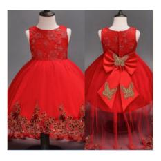 DRESS ANAK CEWE MERAH - GAUN PESTA ANAK MEWAH MURAH - BAJU ANAK IMPOR