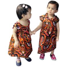 Dress Coklat Batik Anak, Baju Tidur Anak Ukuran M, Untuk Usia 6 Bulan - 2 Tahun (DKA001-02) Batik Alhadi
