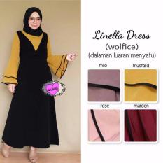 Dress Hijab Linella - Baju Fashion Muslim Ootd - Gamis Terkini - mustard