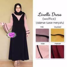 Dress Hijab Linella - Baju Fashion Muslim Ootd - Gamis Terkini - Rose