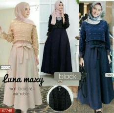 Dress Hitam Cantik / Baju Kondangan Murah / Gamis Pesta : Luna Maxi