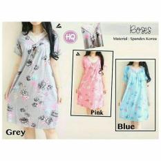 dress import bunga krah renda, daster cewek pakaian spandek korea murah, baju tidur wanita adem