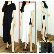 Baju Wanita Shop Dress Kaos Panjang Belah Pinggir Ayana / Gaun cantik Wanita Polos Gaun Kasual / Dress Casual Wa
nita / Dress Murah / Dress Gaul / Dress Modern / Gaun Murah / Gaun Modern (nglo nglo) NR - Putih D3C