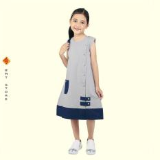 Dress Kasual Anak Perempuan Umur 4 - 10 Tahun CSH 028-482 Abu Kombinasi