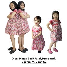 Dress Merah Batik Anak, Baju Tidur Anak Ukuran M, L, XL (DKA001-01)