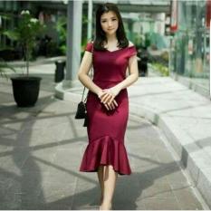 Popuri Fashion Dress Miranda - Wedges Scuba Baju Wanita Lengan Pendek Baju Dress Wanita Murah Kekinian Terbaru Gaun Pakaian Gaun Dress Wanita Dresss Gaun Dress Wanita Dres