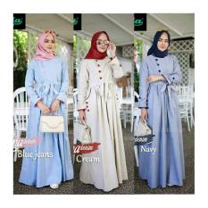 Dress model baru / Baju pesta wanita / Gamis formal : Luna denim Maxi