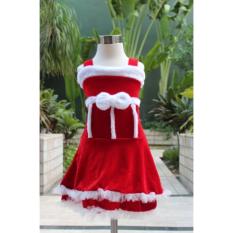 DRESS NATAL BRUDU PITA TENGAH MERAH