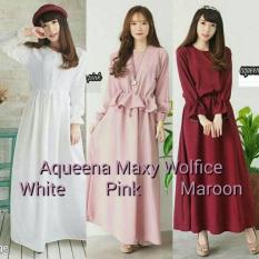 Dress Putih / Baju Korea / Gamis Menyusui / Baju Pink : Aqueena Maxy
