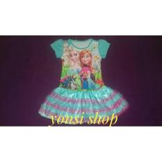 Dress Tutu Biru Pink Frozen Printing Import Sz.S
