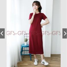 dress wanita panjang polos anisa maroon
