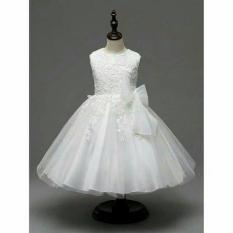 Dress White Pita/Gaun Renda Pesta/Dress Ulang Tahun/Dress Putih Import
