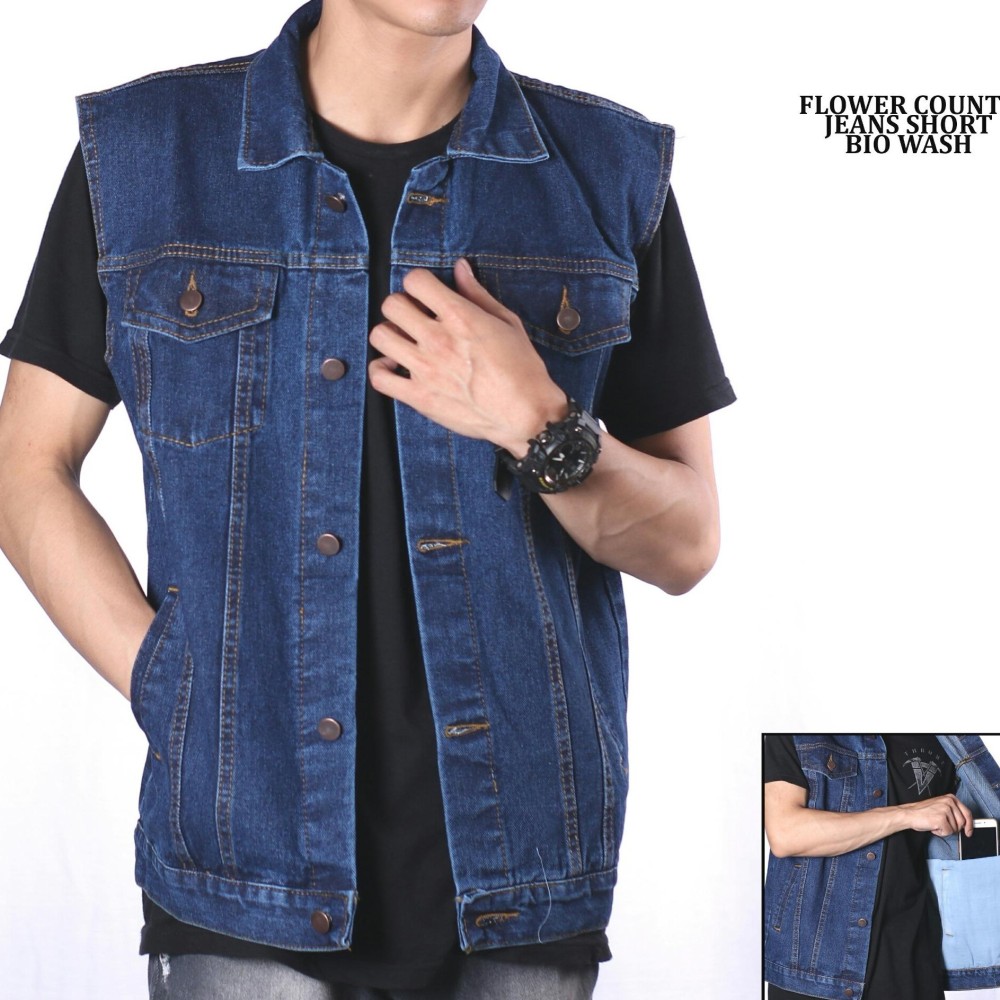 DS Jaket Rompi Jeans Pria Best Seller