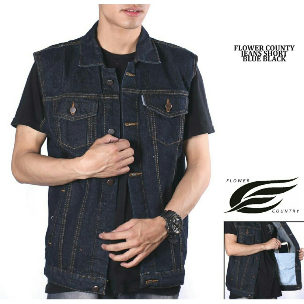 DS Jaket Rompi Jeans Pria Best Seller