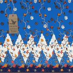 Cek Batik - Kain Batik Motif Paras Madura Bunga Unik (Biru Cerah)