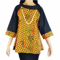 Dua Melati Atasan Blouse Batik Babydoll Tunik Sogan Modern Jubah Katun Ima LA293