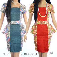 Dua Melati Terusan Dress Batik Modern Peplum Selutut LT18