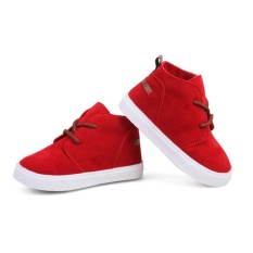 Eachgo Fashion Murni Warna Suede Martin Boots Kids Olahraga Sepatu untuk Anak Laki-laki dan Perempuan (Merah)-Intl