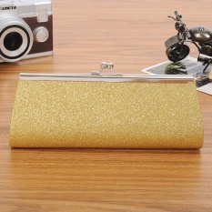 Eachgo Wanita Berkilauan Rantai Kopling Dompet Casing Bahu untuk Perjamuan Pesta Pernikahan (Kuning)-Intl