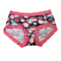 EELIC 6879 Celana Dalam Wanita, Warna Pink, Desain Renda Halus Dengan Motif Abstrak