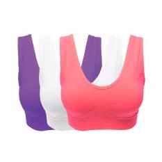 EELIC BRA-86983 3PCS Putih,Pink, Ungu Polos Sport Bra Baju Dalam Yoga Senam Aerobic Tanktop