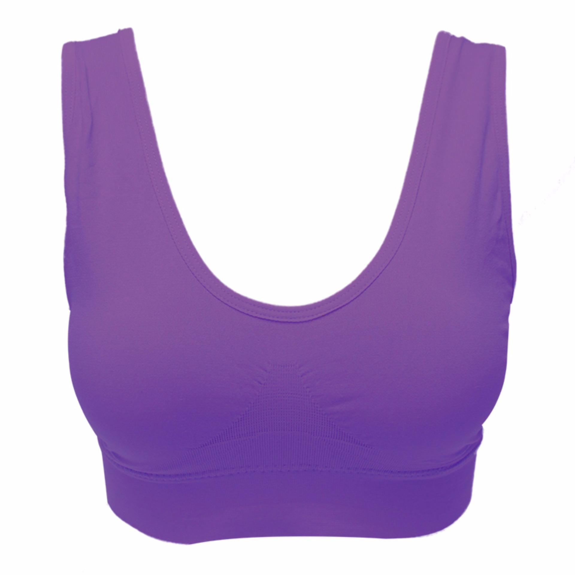 EELIC BRA-86983 Ungu Polos Sport Bra Baju Dalam Yoga Senam Aerobic Tanktop