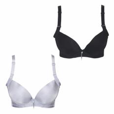 EELIC BRA-888 2PCS HITAM + ABU-ABU Bra Polos Aksen Kain Lipat
