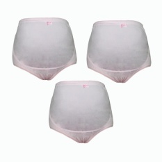 EELIC CDH-1001 PINK 3 PCS Celana Dalam Hamil Motif Polos Pinggang Tinggi
