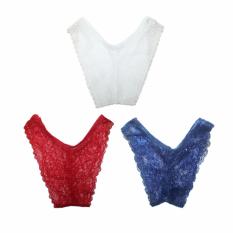 EELIC CDW-061 3PCS Celana Dalam Wanita Dewasa 3PCS (PUTIH,MERAH,BIRU)Motif Full Renda Motif Random By Seller