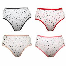EELIC CDW-0825 4 PCS Celana Dalam Wanita Dewasa Big Size 4 PCS ( MERAH , HITAM ,CREAM, DAN PEACH ) Motif Polkadot