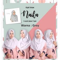 El Hijab 4in1 Pastan Naila Instan - Kerudung Jilbab Instan Fashion Muslim Scarf Khimar Hijab Jilbab Instan Syari Khimar Polos Pashmina Polos Hijab Modern Hijab Kekinian Khimar Instan - Grey