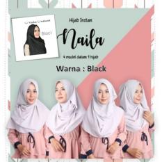 El Hijab Pastan Naila 4in1 Instan - Kerudung Jilbab Instan Fashion Muslim Scarf Khimar Hijab Jilbab Instan Syari Khimar Polos Pashmina Polos Hijab Modern Hijab Kekinian Khimar Instan - Black