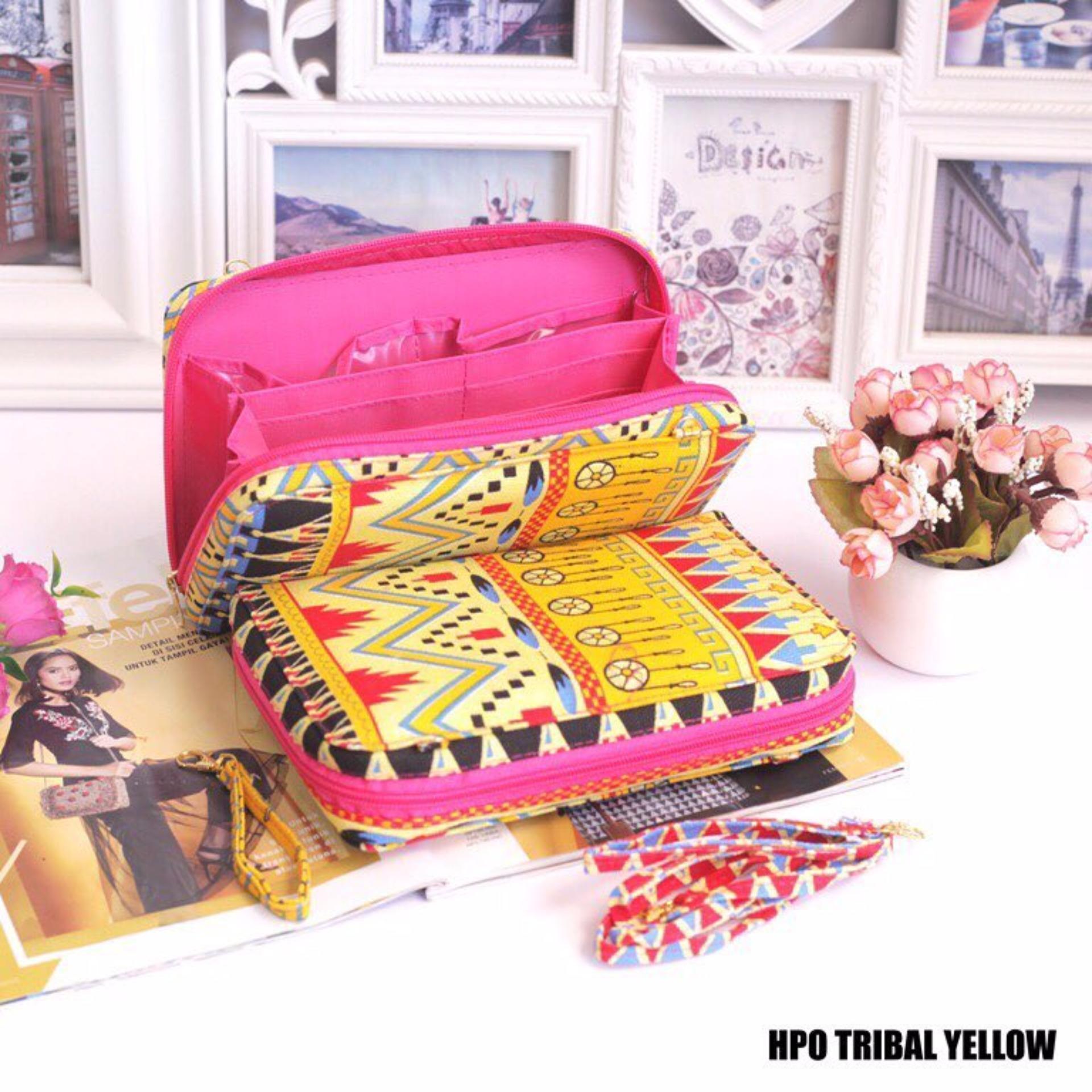 EL PIAZA HPO Wallet Tribal Yellow - Dompet Multifungsi Serbaguna Clutch Bag - Sling Bag Tas Genggam  Tas Slempang Tas Bahu Modis Dompet Lucu Dompet Unik Dompet Keren HPO Wanita Super Best Seller Dompet Serbaguna - Tribal Yellow
