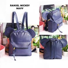 EL Piaza Mini Ransel Backpacks Tas Ransel Sling Bag Tas Slempang Tas Sekolah Tas kuliah Tas Berpergian Tas Travelling Tas Sehari Hari Tas Lucu Ransel Wanita Tas Kekinian - Telinga Navy