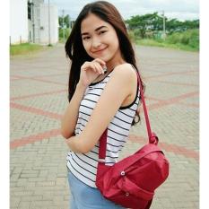 EL PIAZA Mini Ransel Kanvas Ransel Mini Ransel Lucu Tas Kuliah Tas Ransel Sling Bag Tas Slempang Tas Sekolah Anak Tas Berpergian Tas Travelling Tas Bahu Modis Wanita Kekinian - Maroon