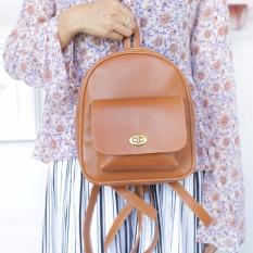 EL PIAZA Mini Ransel Kulit Imitasi - Ransel Mini Ransel Lucu Tas Ransel Sling Bag Tas Slempang Tas Sekolah Anak Tas Berpergian Tas Travelling Tas Kuliah Tas Bahu Modis Wanita Kekinian - Gesper Putar Brown