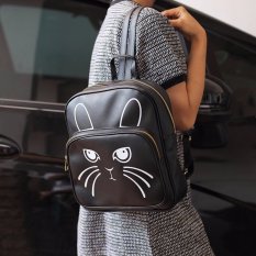 EL PIAZA Mini Ransel Kulit Meow Black Ransel Mini Ransel Lucu Tas Ransel Sling Bag Tas Slempang Tas Sekolah Anak Tas Berpergian Tas Travelling Tas Kuliah Tas Bahu Modis Wanita Kekinian - Meow Black